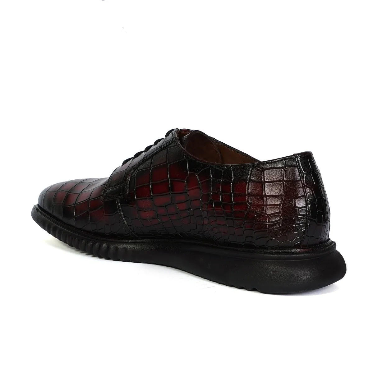 Smokey Finish Formal Shoes in Light-Weight with Oxford Lace-Up Deep Cut Leather