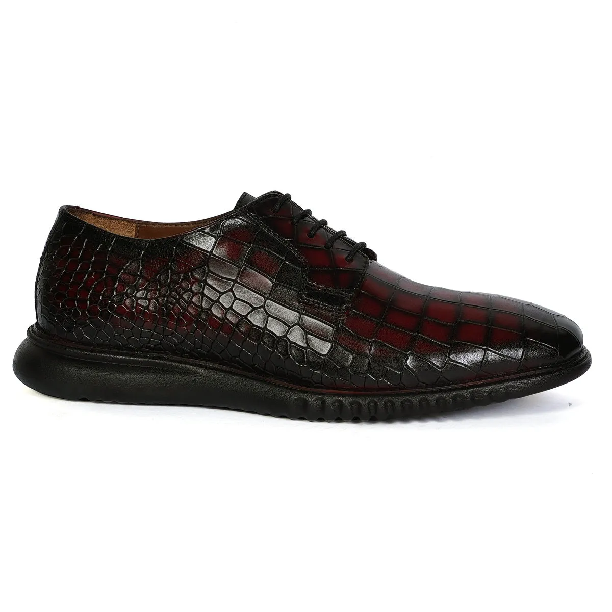 Smokey Finish Formal Shoes in Light-Weight with Oxford Lace-Up Deep Cut Leather