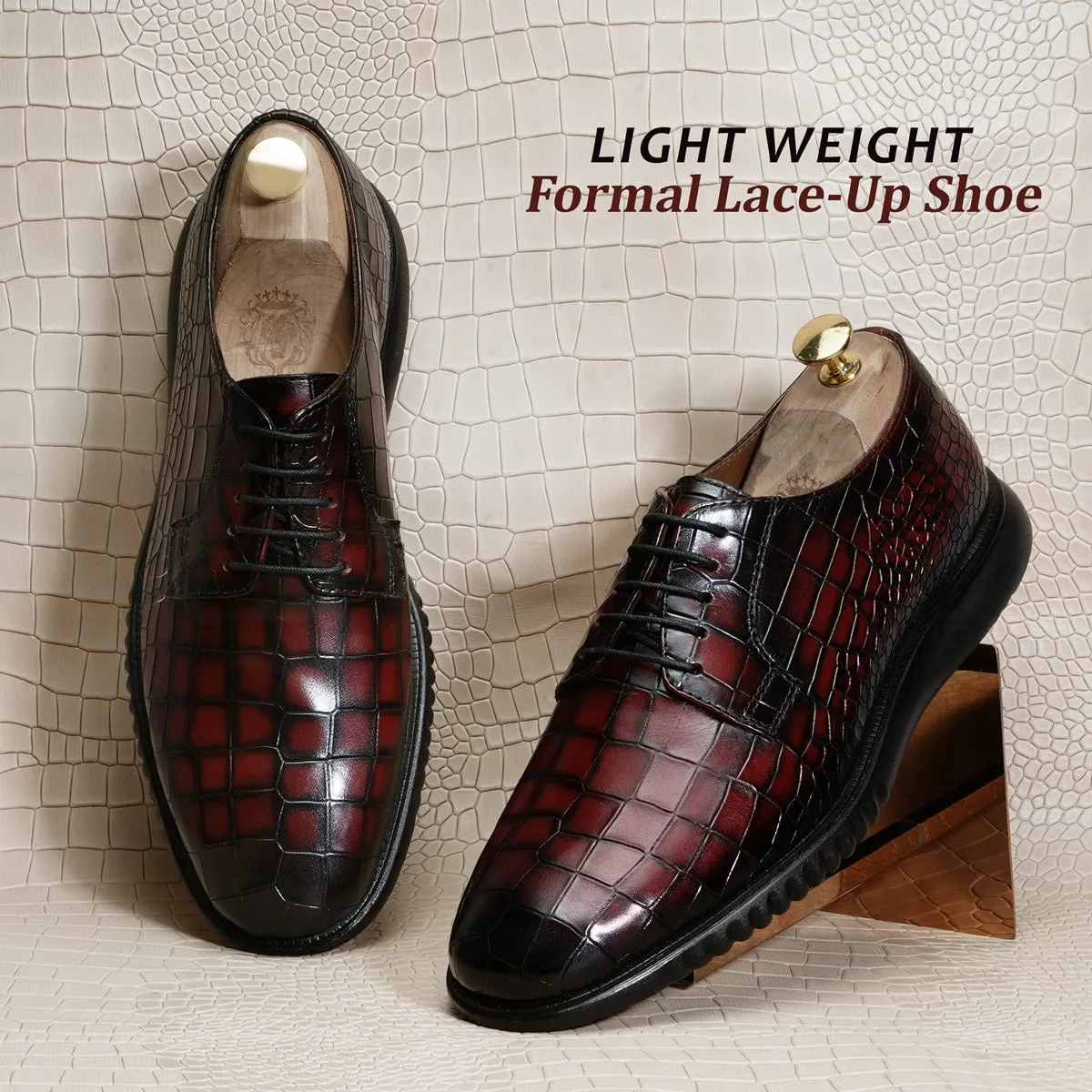 Smokey Finish Formal Shoes in Light-Weight with Oxford Lace-Up Deep Cut Leather