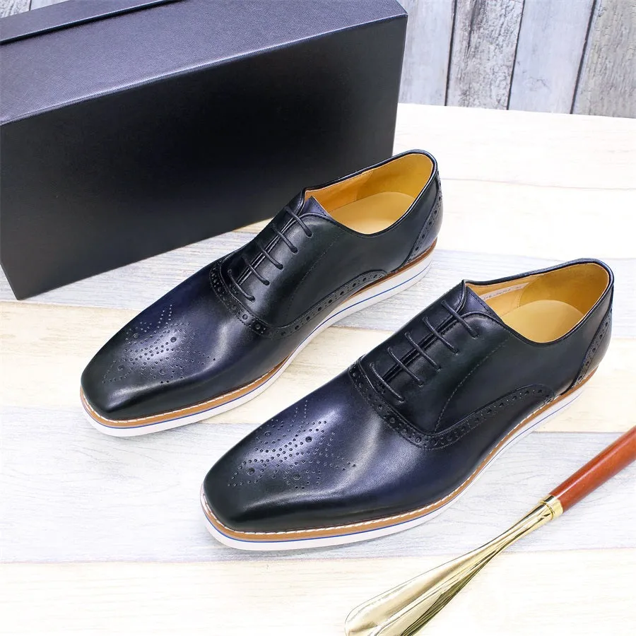 Solid Lace-Up Pointed Toe Oxford Shoes