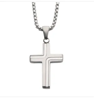 Steel Cross Drop Pendant with 22" Round Box Chain