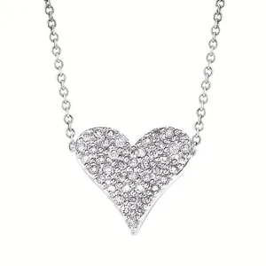 Sterling Silver Diamond Pave Heart Necklace