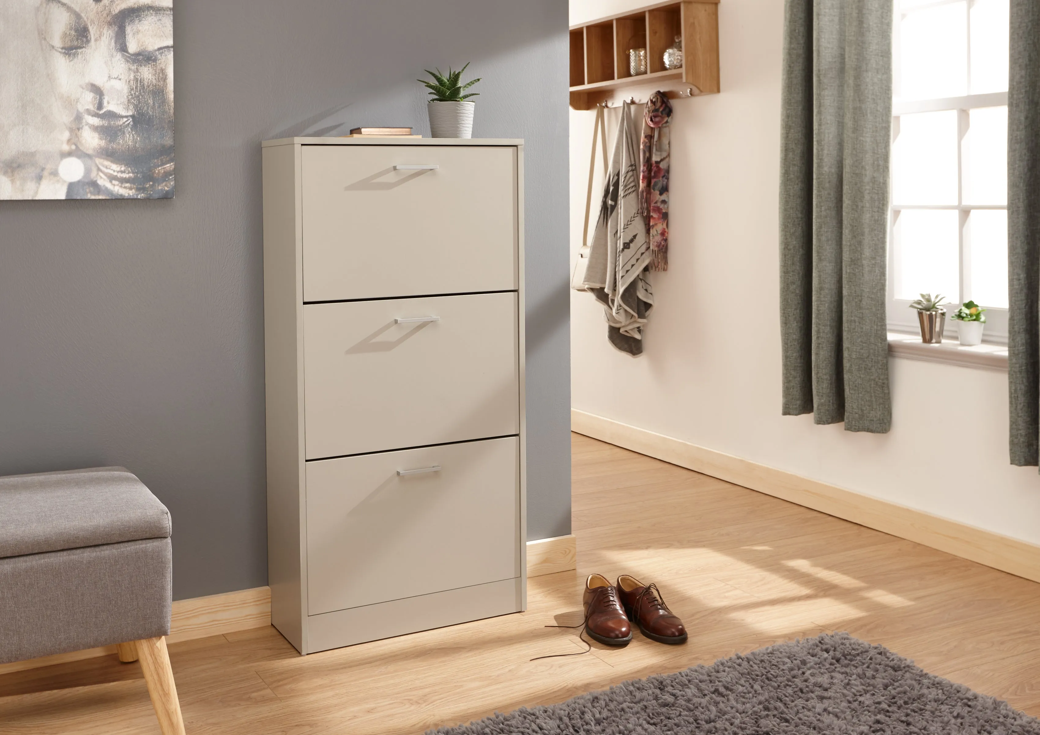 Stirling Three Tier Shoe Cabinet Grey