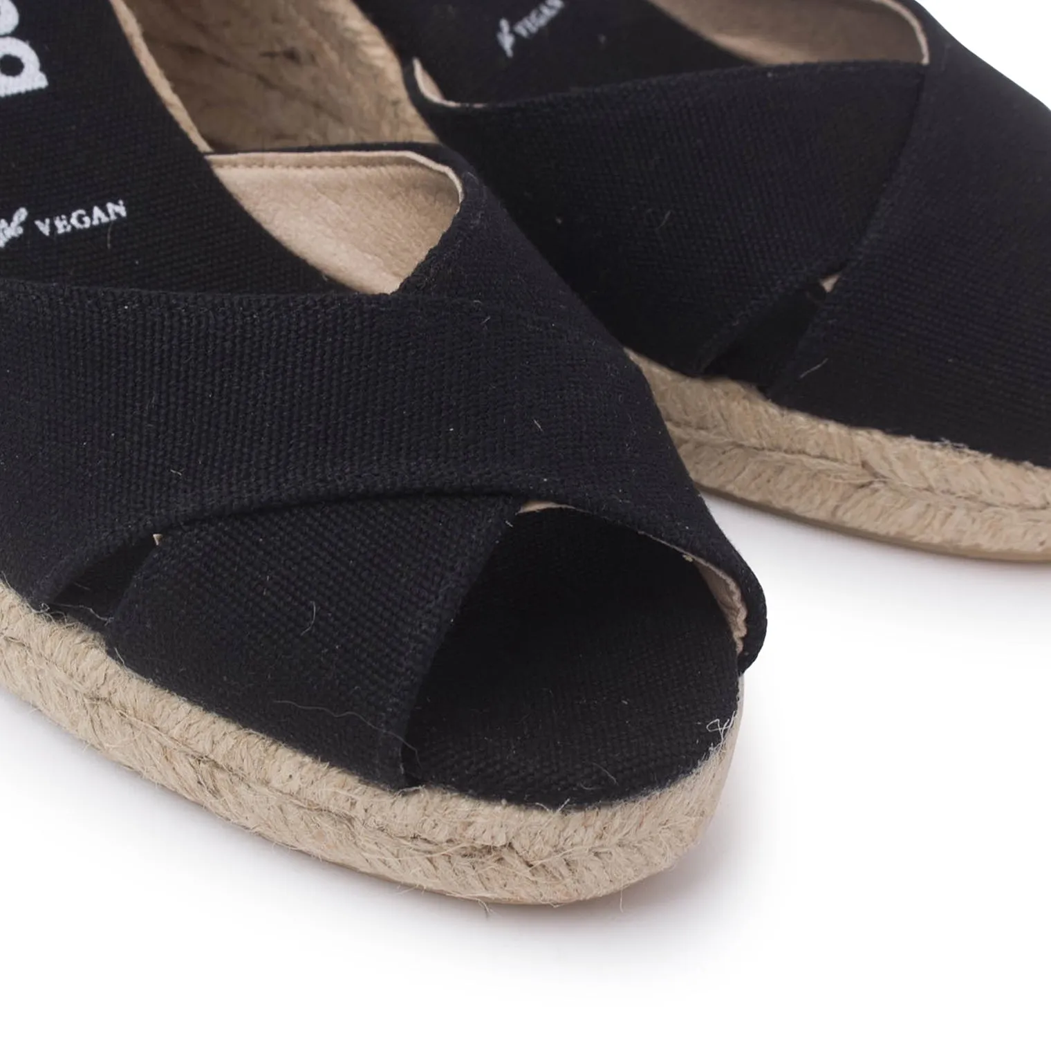 Taggia Organic Canvas Eco Vegan Espadrille Wedges - Black