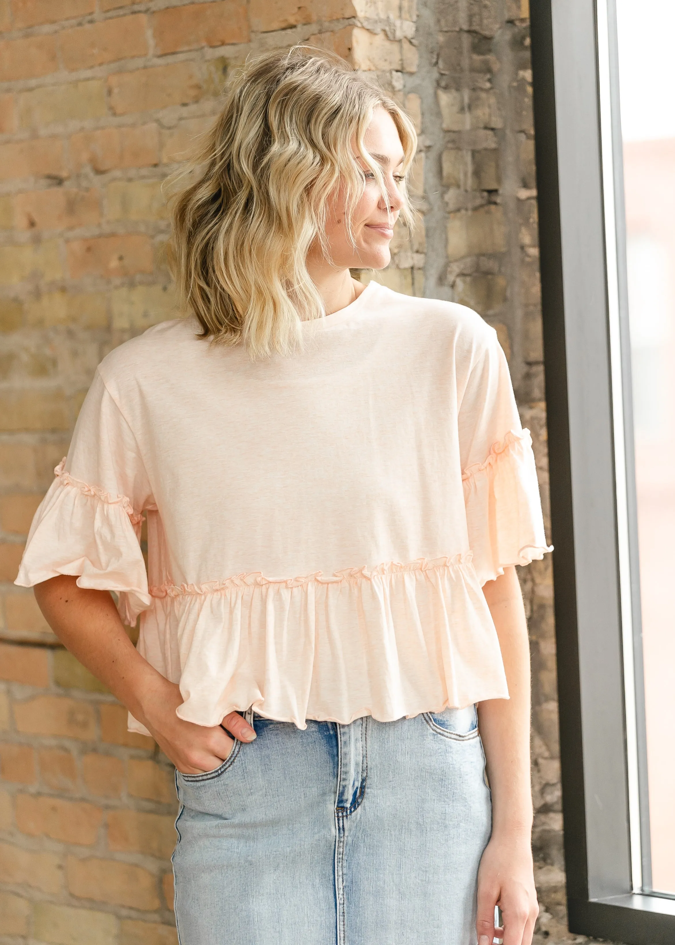 Taytum Ruffle Sleeve Peplum Top- FINAL SALE