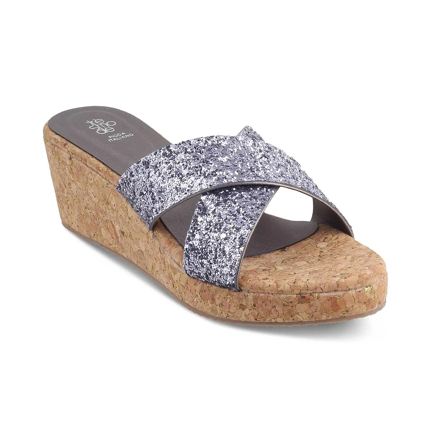 The Mary Pewter Women's Dress Wedge Sandals Tresmode