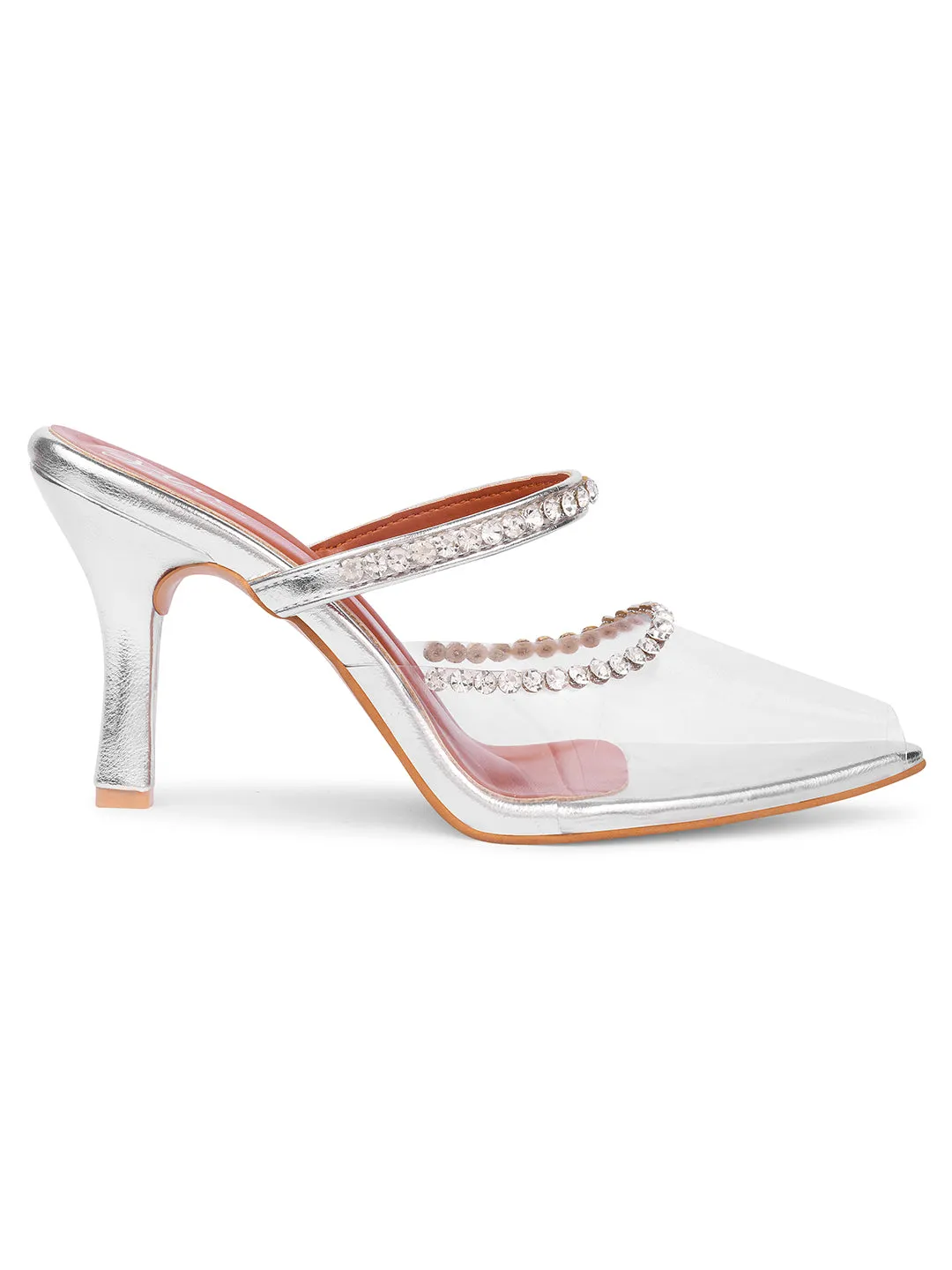 Transparent Stoned Bellie Heels