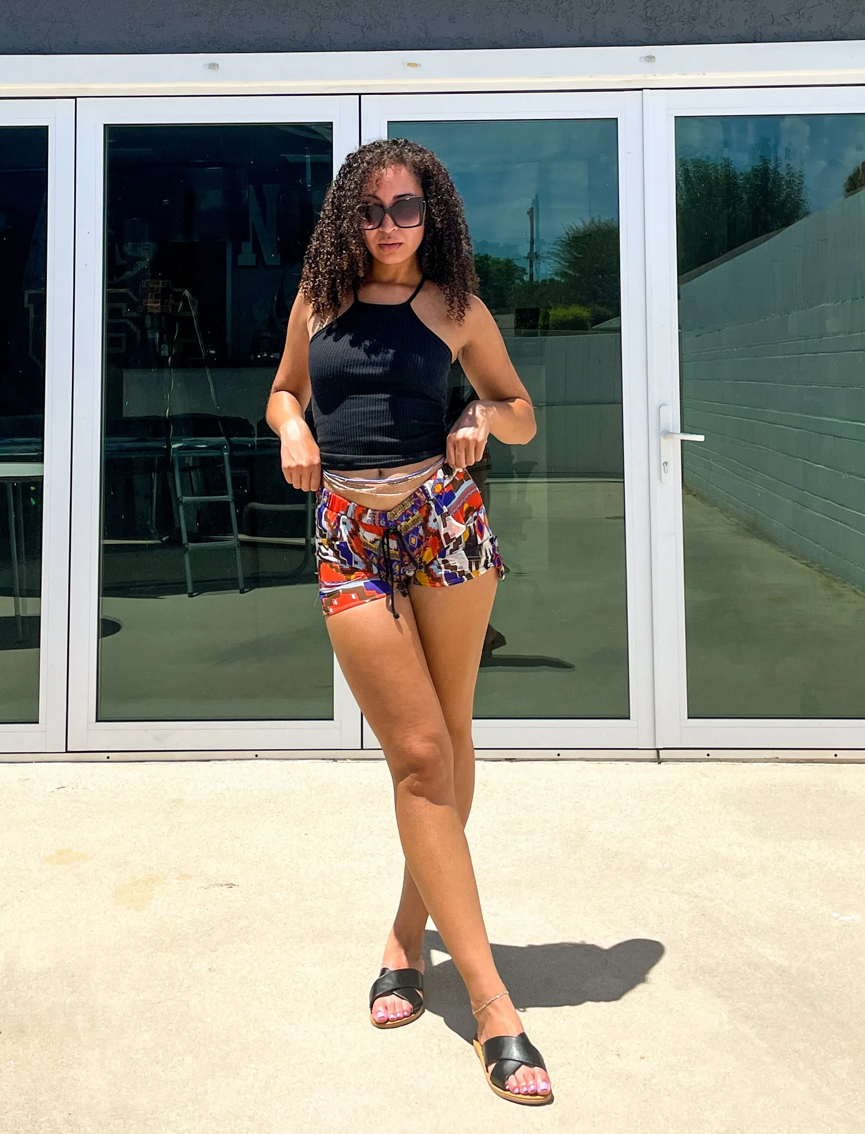 Tribal Blue & Orange Printed Shorts