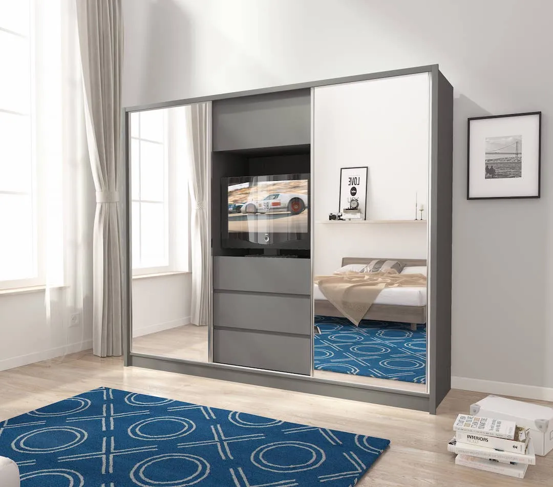 TV Sliding Door Wardrobe 254cm