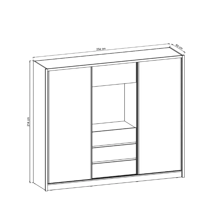 TV Sliding Door Wardrobe 254cm