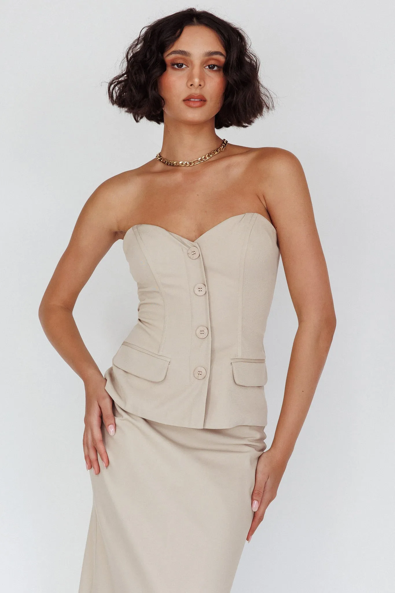 Valencia Strapless Bustier Top Oat