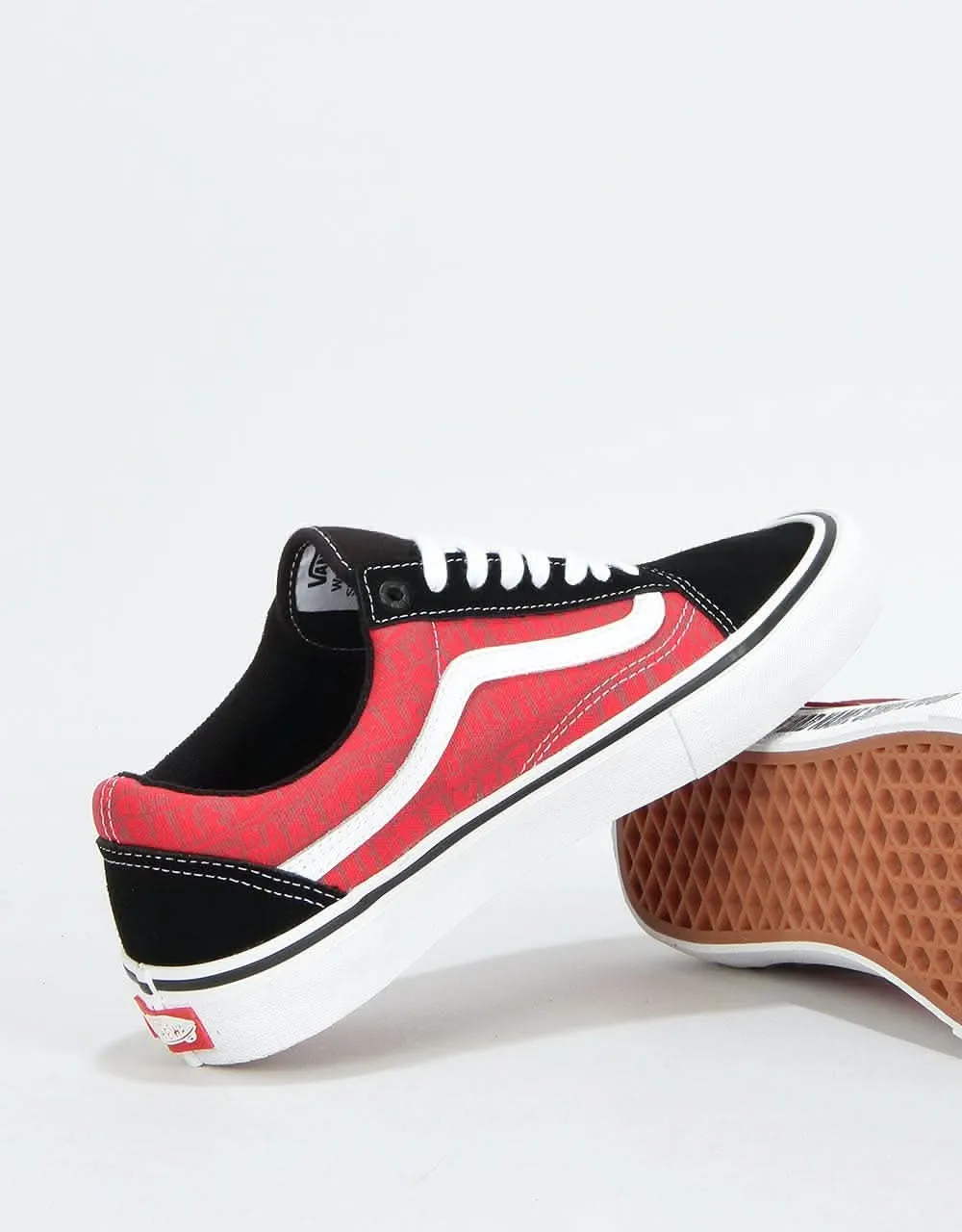 Vans Old Skool Pro Skate Shoes - (Baker) Black/White/Red