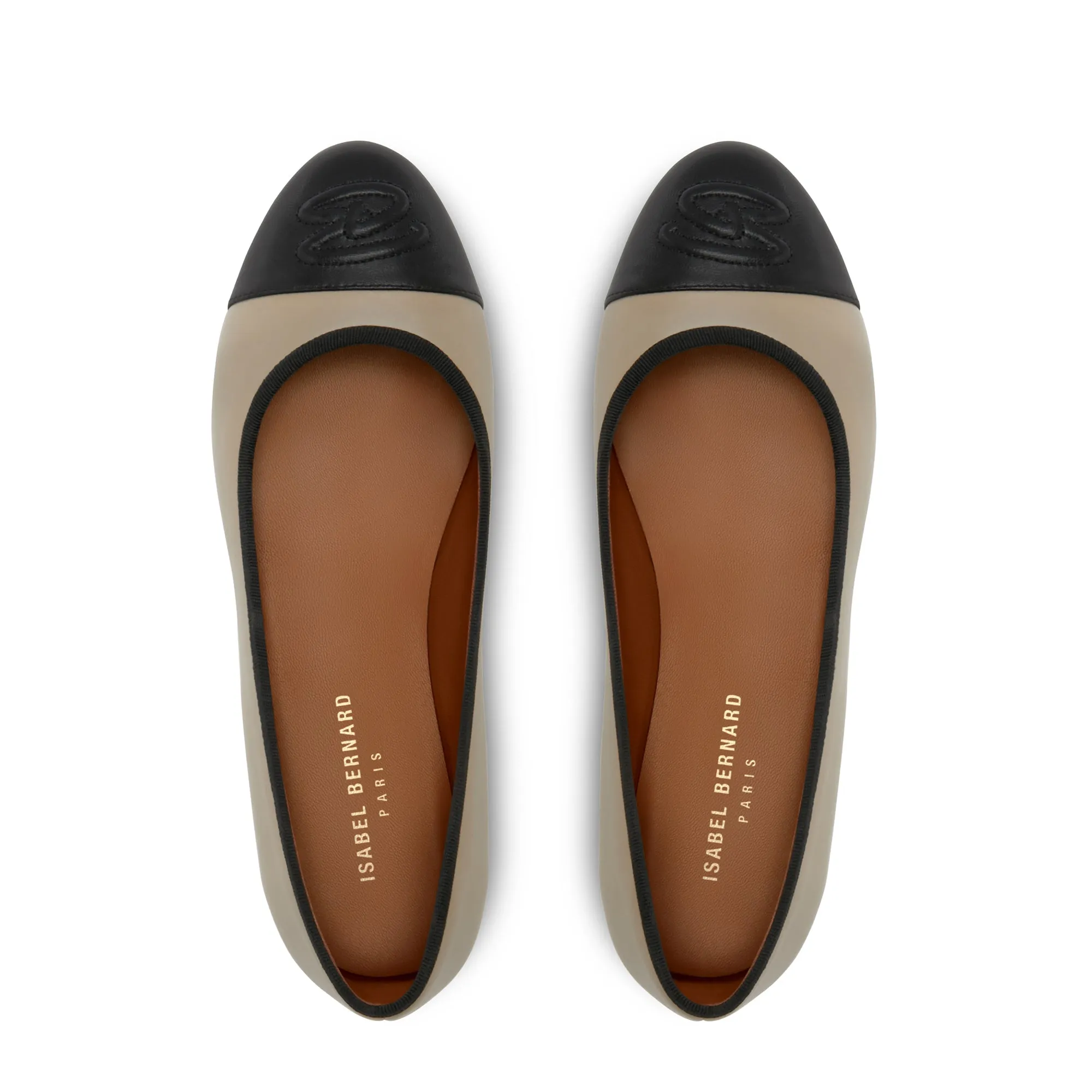 Vendôme Ynes taupe calfskin leather ballerinas