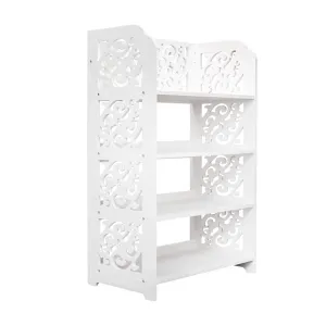 versatile 4 Tiers Vertical Shoe Rack White Wooden Shoe Rack Organizer, Free Standing Shoe Storage Stand with Open Top for Entryway Hallway