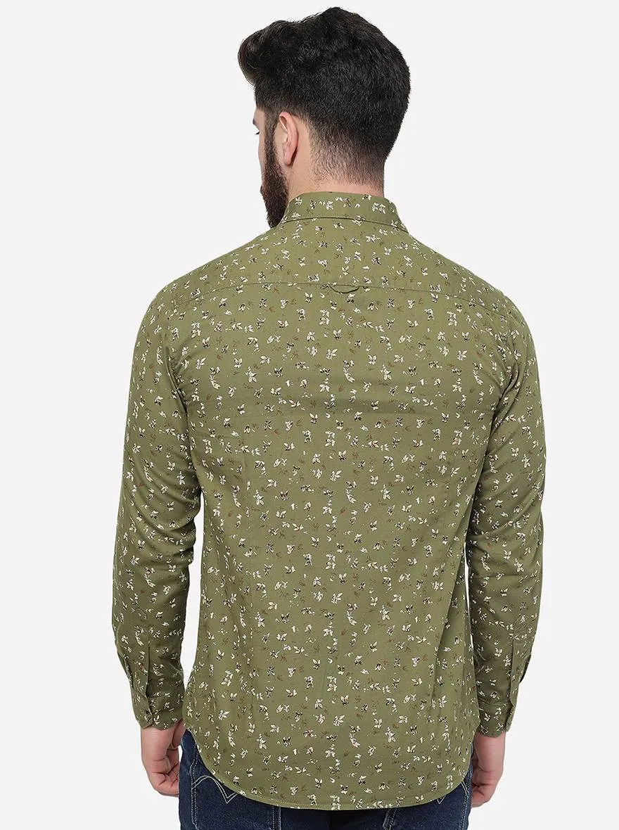 Vineyard Green Printed Slim Fit Casual Shirt | JadeBlue