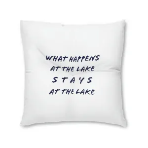 What Happens At The Lake - WHITE - Tufted Floor Pillow, Square