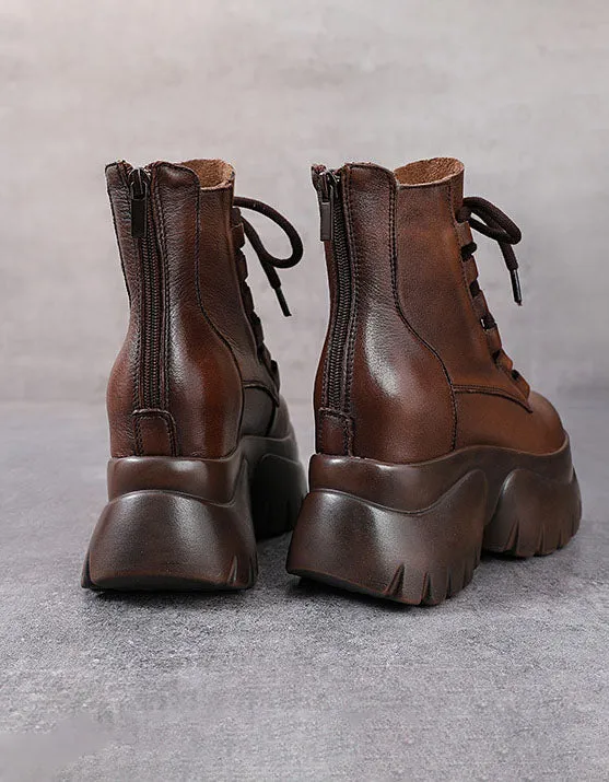 Winter Autumn Waterproof Lace-up Platform Boots