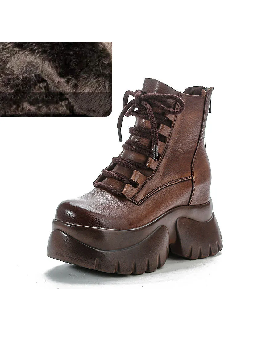 Winter Autumn Waterproof Lace-up Platform Boots