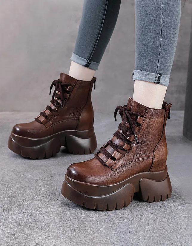 Winter Autumn Waterproof Lace-up Platform Boots