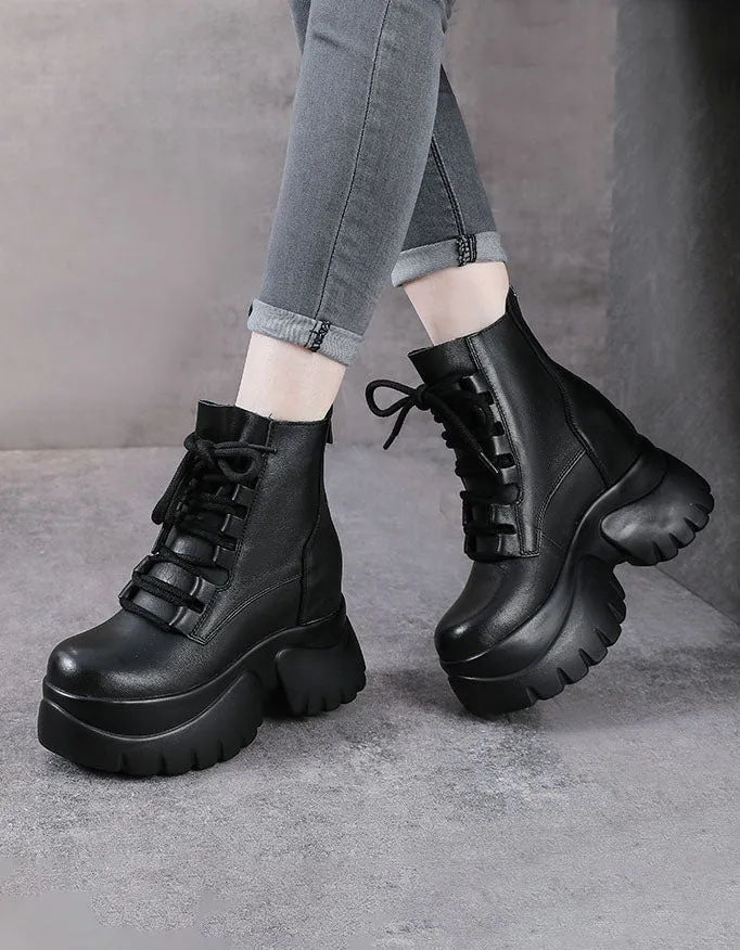 Winter Autumn Waterproof Lace-up Platform Boots