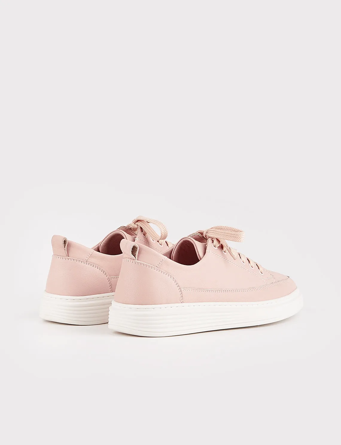 Women Pink Genuine Leather Low Top Lace Up Sneakers