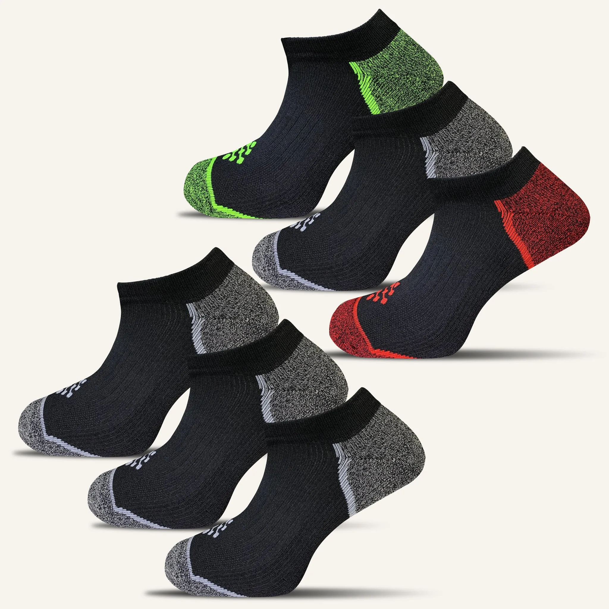 Women's Colorful Sport Cushioned Ankle Socks - 6 Pair