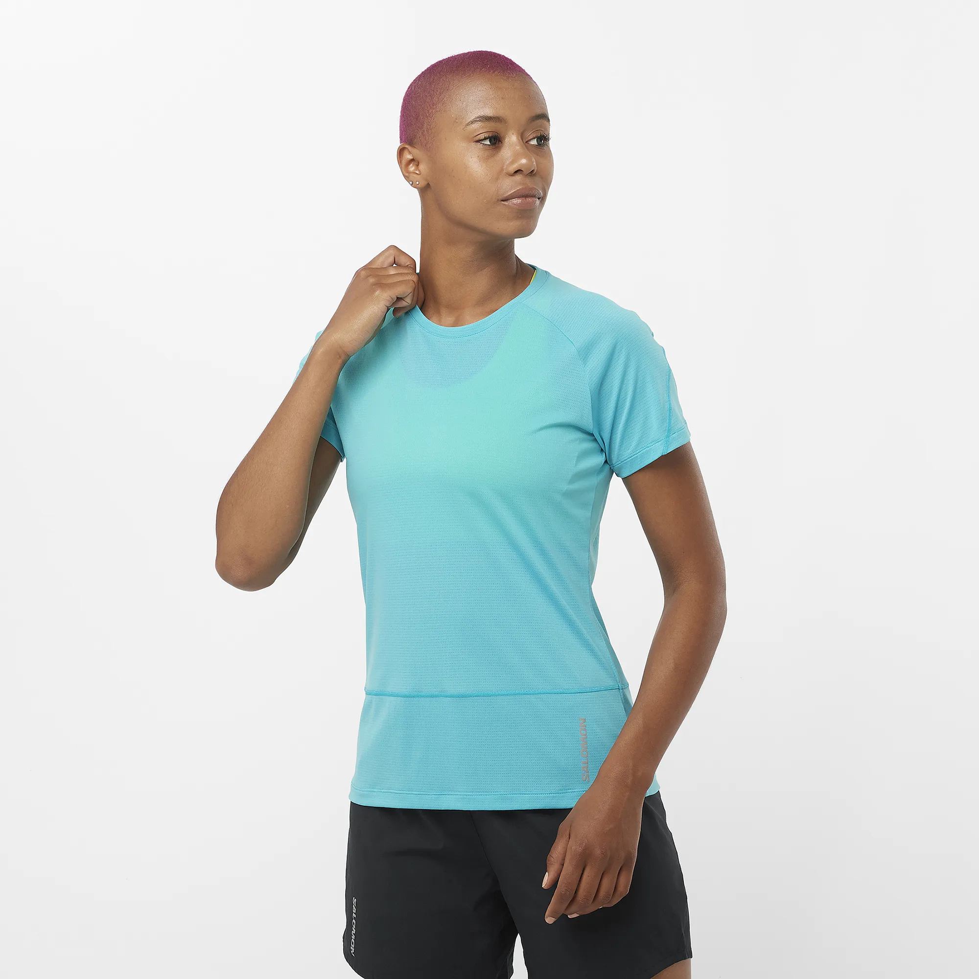 Women's Cross Run Short Sleeve T-Shirt (Peacock Blue)