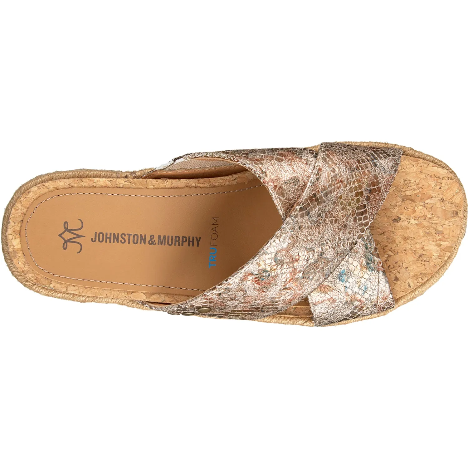 Women's Johnston & Murphy Michelle Cross Strap Rose Mosaic Metallic Leather